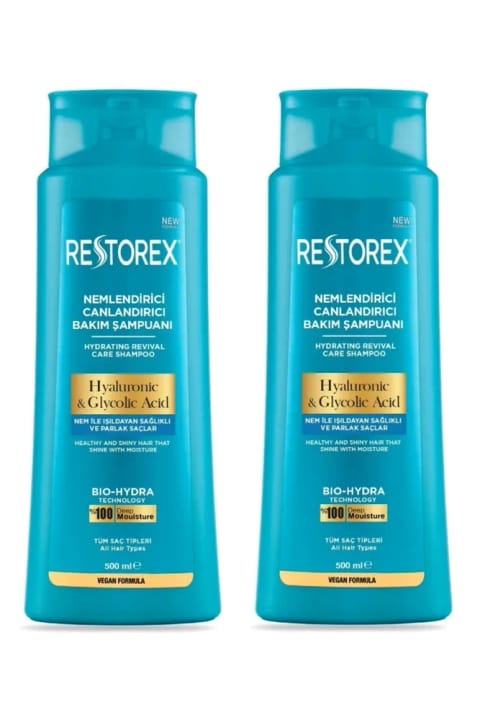 Restorex Hydra مرطوبکننده و احیاکننده شامپو ۲×۵۰۰ میلیلیتر - Hyaluronic