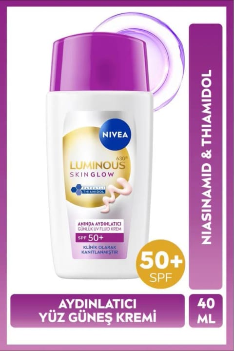 NIVEA SPF50+ Luminous630 Skin Glow روشن‌کننده کرم ضدآفتاب صورت ۴۰ میلی‌لیتری، مرطوب‌کننده...