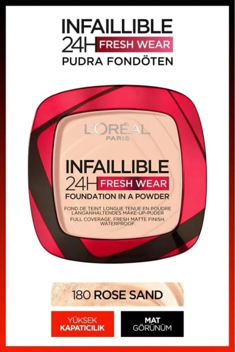 L'Oreal Paris Infaillible 24h Fresh Wear پنکک فونداسیون 180 Rose Sand