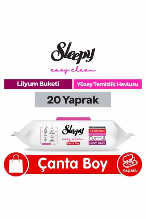 Sleepy Easy Clean دستمال تمیزکننده سطوح با رایحه لیلیوم، سایز کیف، ۲۰ برگ
