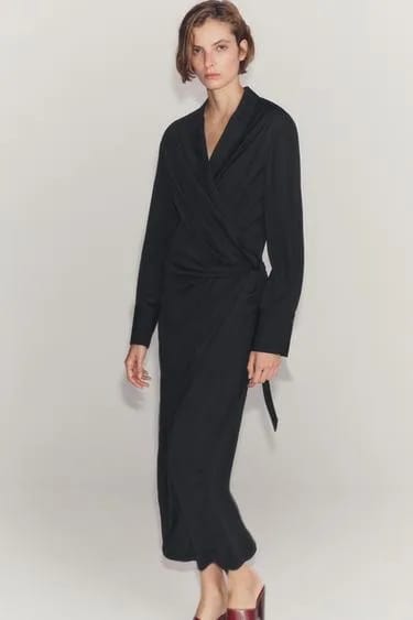 Zara ZW Collection پیراهن ساتن با گره