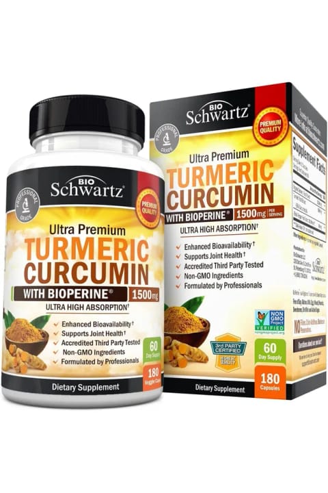 BioSchwartz کپسول زردچوبه کورکومین با بیوپرین ۱۵۰۰ میلیگرم ۱۸۰ عددی ساخت آمریکا