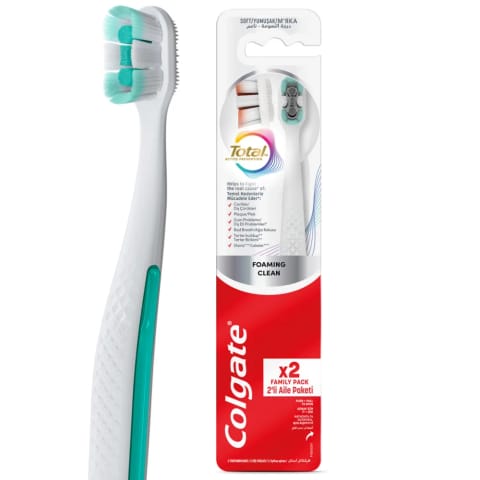 Colgate Total Foaming Clean 1+1 مسواک نرم مراقبت دهان و بهداشت دهان ...
