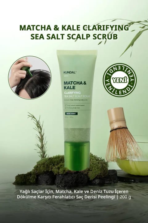 Kundal اسکراب پوست سر ضد ریزش موی چرب Matcha&Kale Clarifying