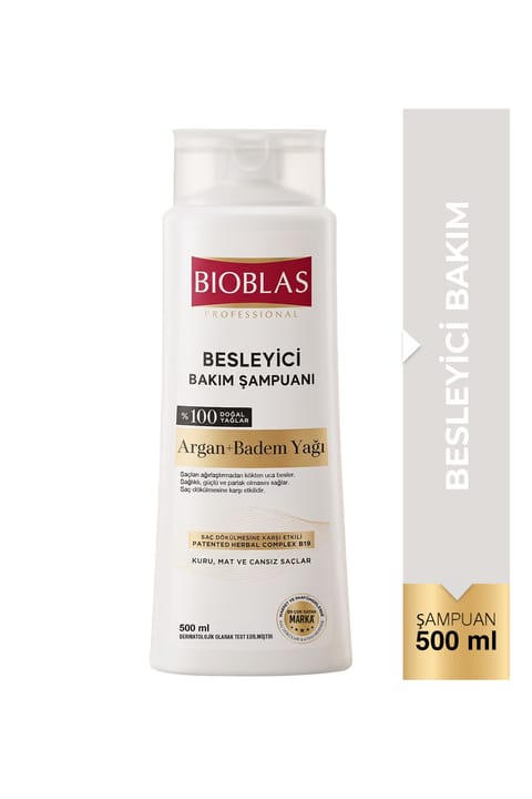 شامپو تقویتی و مراقبتی Bioblas با Argan و روغن بادام ۵۰۰ میلی‌لیتر - مناسب موی خشک، کدر و...