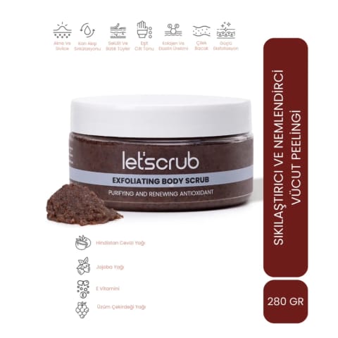 Let'scrub Antioxidant Body Scrub لایه‌بردار بدن با هسته انگور، سفت‌کننده و مرطوب‌کننده ۲۸۰ گرم
