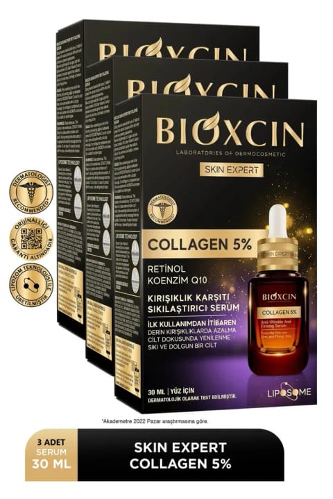 Bioxcin Collagen 5% ضد چین و چروک سفتکننده سرم 3×30 میلیلیتر - کوآنزیم...
