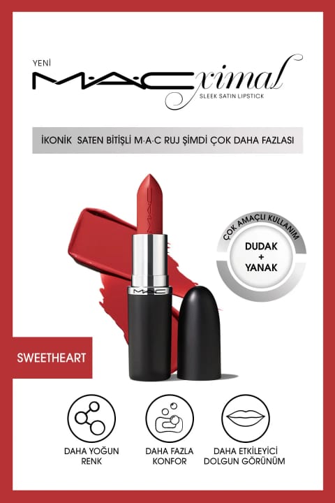 رژ لب ساتن M.A.C MACximal Sleek Satin - SWEETHEART 3.5 گرم