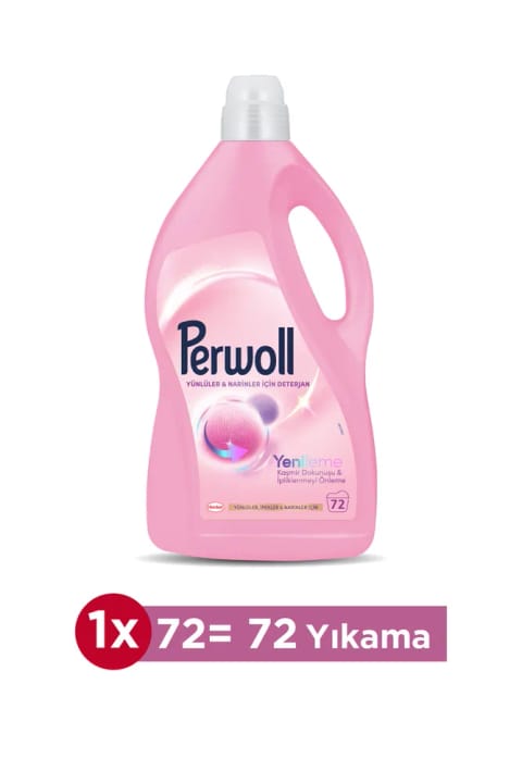 Perwoll مایع لباسشویی مخصوص پارچههای پشمی و ابریشمی ۳.۹۶ لیتر – ۷۲ بار شستشو