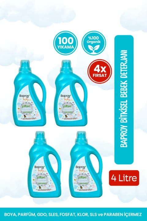 Baproy شوینده گیاهی لباس نوزاد، مجموع ۴ لیتر، تقویت‌شده ۳۰٪...