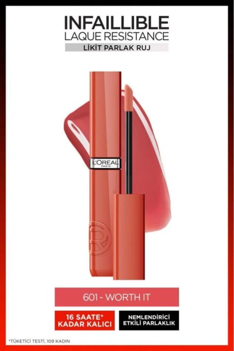 L'Oreal Paris Infaillible Laque Resistance رژ لب مایع براق - 601 Worth It