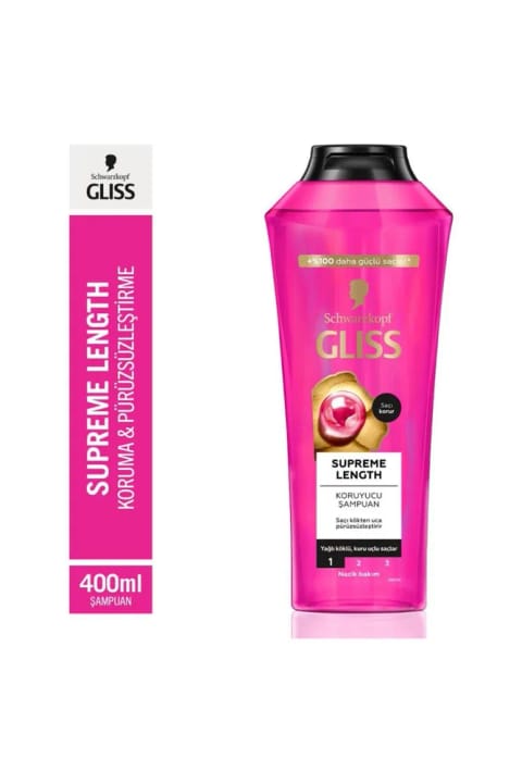 شامپو محافظت از بلندی مو Gliss Supreme Length موی چرب ریشه و خشک ساقه 400 میلیلیتر