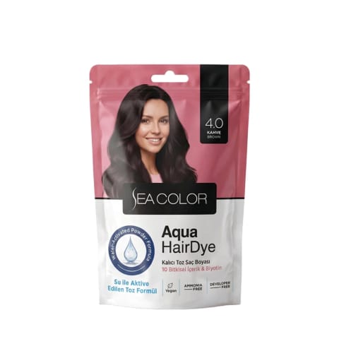 رنگ موی پودری دائمی Sea Color Aqua Hair Dye شماره 4.0 قهوه‌ای