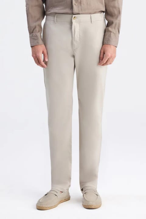 D'S Damat شلوار چینو گاباردین بژ مدل Relaxed Fit (بدون چین)