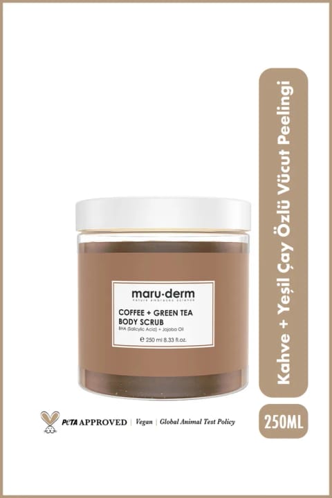 Maru.Derm Body Scrub | اسکراب بدن با عصاره قهوه و چای سبز | BHA + Jojoba Y...