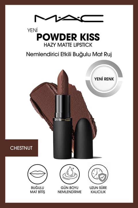 رژ لب مات مخملی مرطوب‌کننده M.A.C Powder Kiss Hazy Matte Lipstick - Ch...