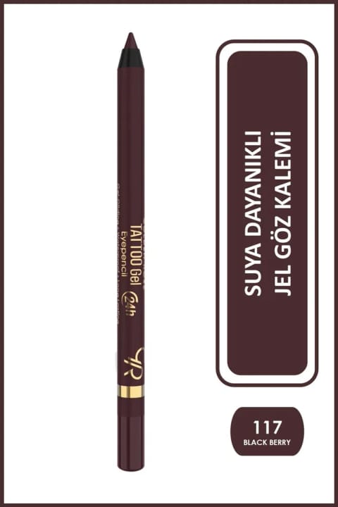 مداد ژلی چشم تاتو Golden Rose شماره 117 Black Berry - ماندگاری 24 ساعته ضد آب