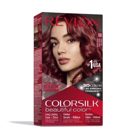 رنگ مو رویلون ColorSilk بلندمدت ۶۶ قرمز آلبالویی