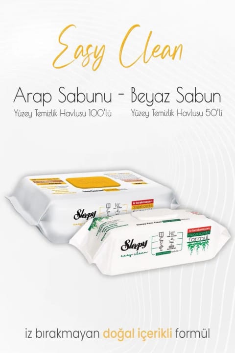 Sleepy Easy Clean دستمال تمیزکننده سطوح ۵۰ عددی و با صابون عربی ۱۰۰ عددی