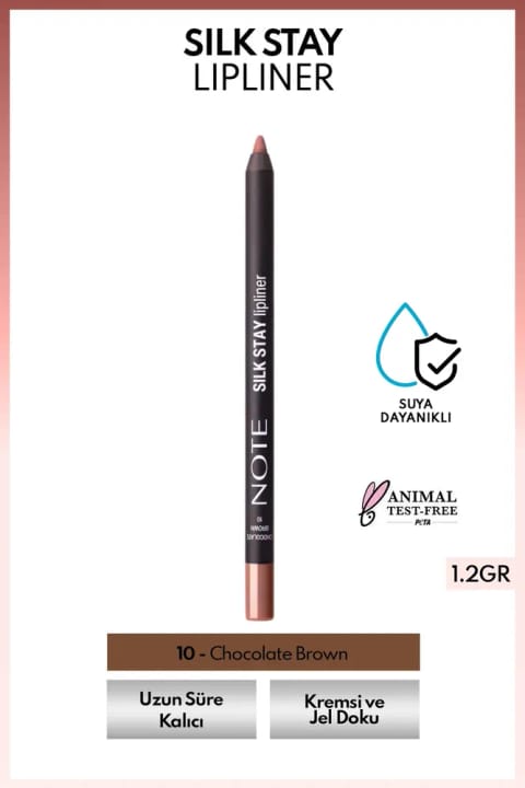 مداد لب ابریشمی ضدآب NOTE Silk Stay Lipliner - 10 Chocolate Bro...