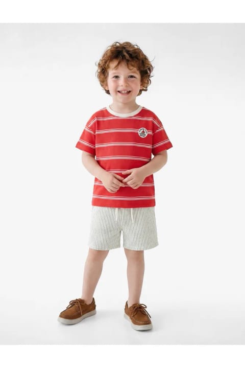 شورت راهراه موسлин Cotton با کمر کشی