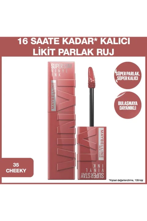Maybelline New York Vinyl Ink رژ لب Cheeky No: 35