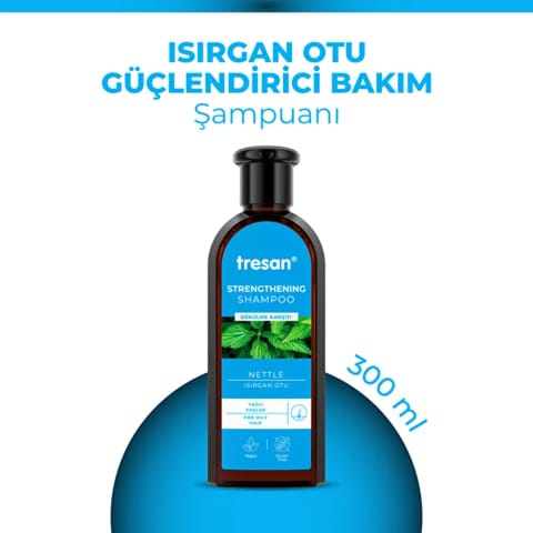 شامپوی ضد ریزش تقویتکننده گزنه Tresan مناسب موی چرب ۳۰۰ میلیلیتر