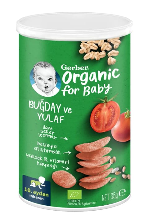 GERBER Organic Wheat and Oat Baby Snack with Tomato, Carrot and Onion...