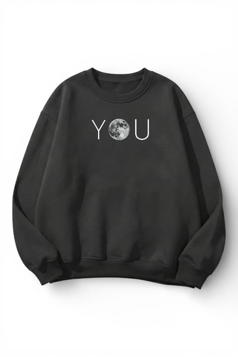 سویشرت اورسایز یونیسکس uyguntarz مدل You Moon چاپی طرح‌دار با بافت نرم 3 نخ