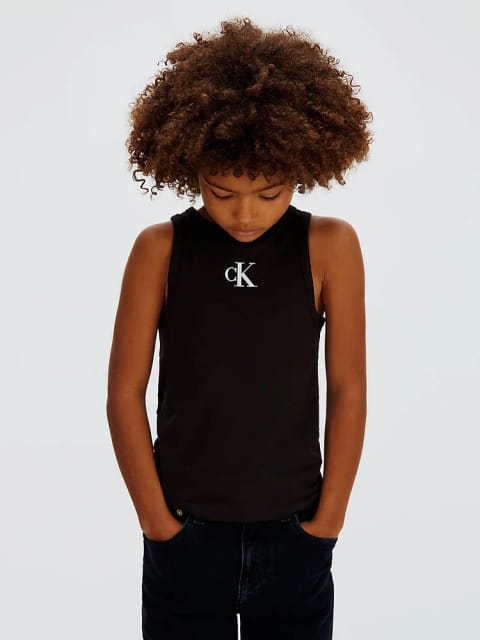 Kız Çocuk تاپ آستین‌دار CK Logo
