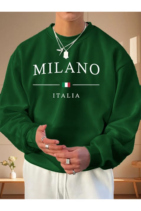 سویشرت یقه گرد چاپدار طرح Milano Italia یونیسکس uyguntarz