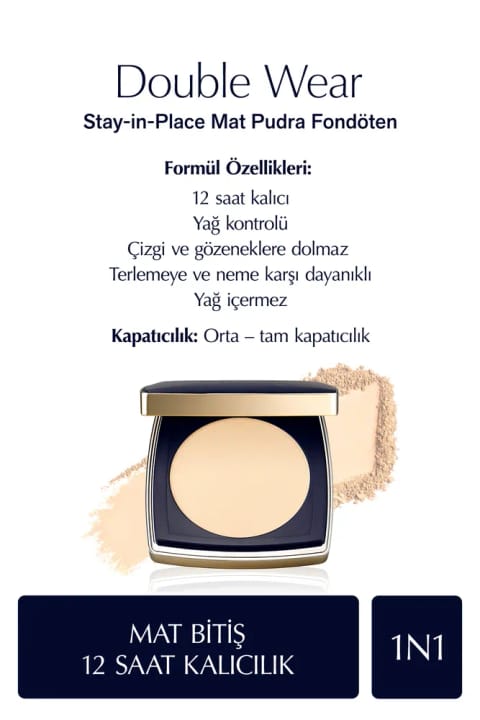 Estee Lauder Double Wear Stay-in-Place مات پودر فونداسیون - 1N1 Ivory Nude
