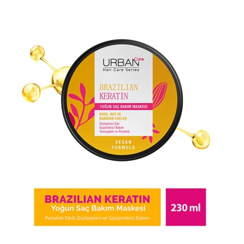 Urban Care Brazilian Keratin ماسک موی ترمیمکننده و صافکننده ۲۳۰ میلیلیتر