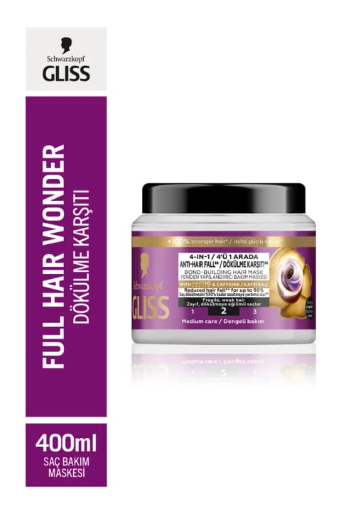 Gliss Full Hair Wonder کافئین و پپتید ماسک مو ضد ریزش 400 میلیلیتر
