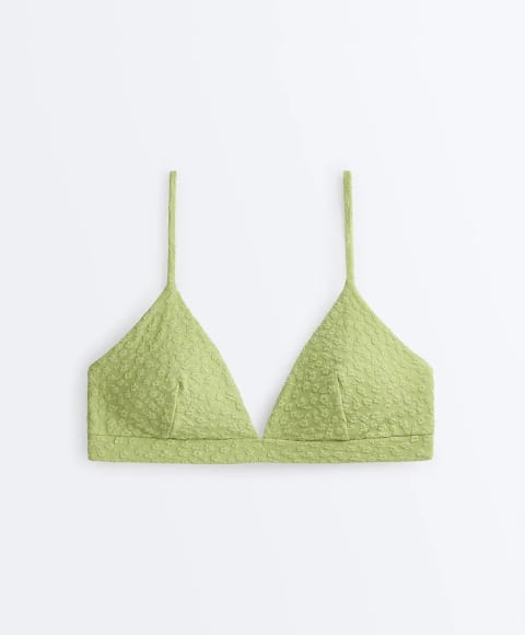 Floresan Jakarlı Üçgen Bikini Üstü