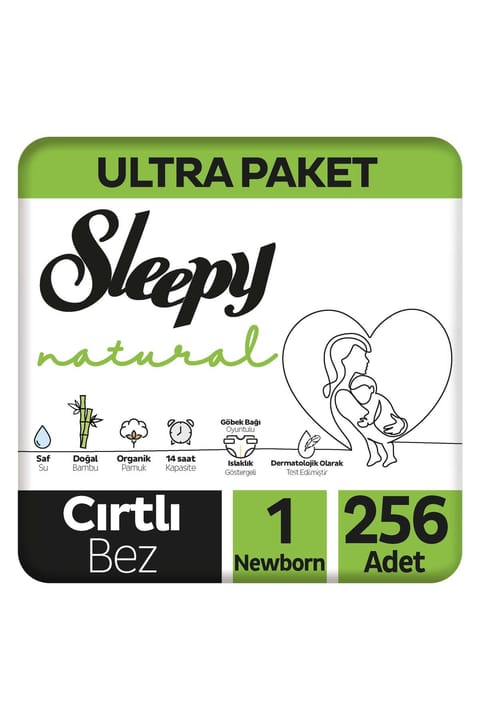 Sleepy Natural Ultra پوشک بچه سایز ۱ نوزاد ۲۵۶ عددی