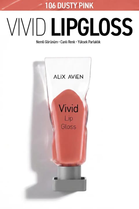 براقکننده لب مرطوبکننده Alix Avien حاوی Vitamin E با فینیش براق - Vivid Li... — 106 Dusty Pink