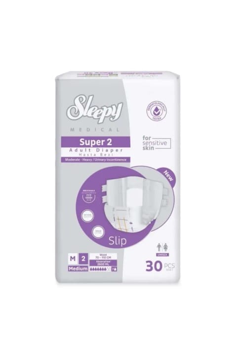 Sleepy Süper2 بیمار بزرگسال با نوار چسبی سایز M 30 عددی