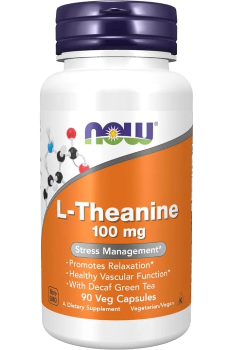 Now Foods L-Theanine 100 mg، 90 کپسول گیاهی