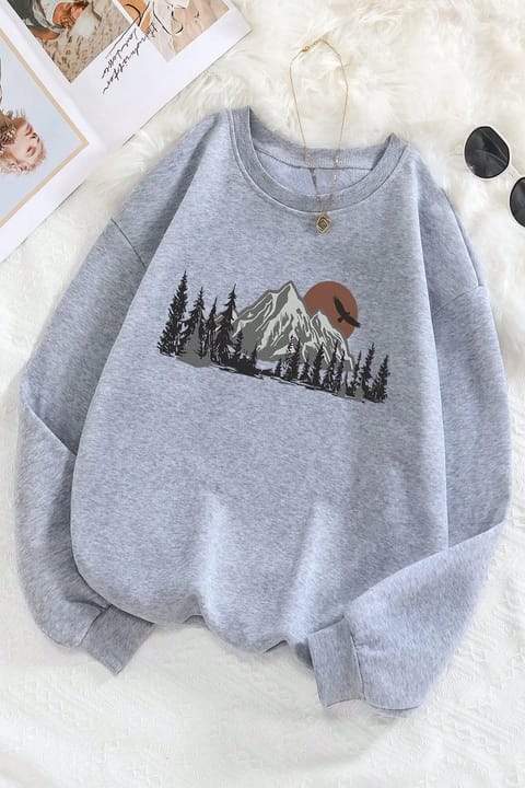سویشرت اورسایز uyguntarz با طرح Mountain