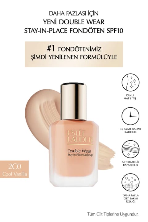 فونداسیون Estee Lauder Double Wear Stay-in-Place SPF10 با فینیش مات شاداب (2C0 CO...