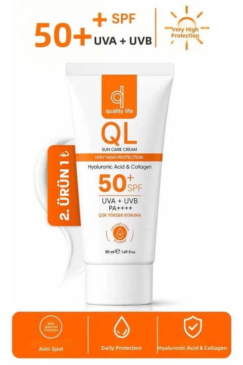 کرم ضد آفتاب صورت با محافظت بالا ضد لک واتر بیس SPF 50+ برند Quality Life
