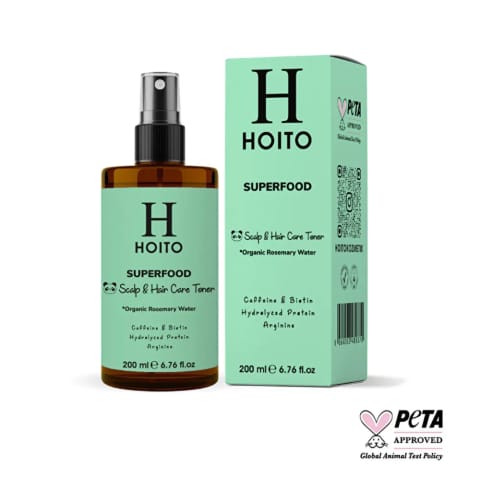 Hoito Superfood تونیک مراقبت از مو و پوست سر ضد ریزش با آب ارگانیک رزماری ۲۰۰ میلیلیتر