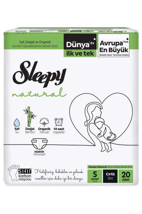 Sleepy پوشک کودک Natural سایز Junior چسبی ۲۰ عددی شماره ۵ (۱۱-۱۸ کیلوگرم)