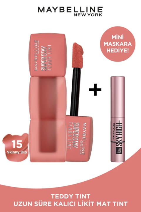 Maybelline New York Teddy Tint رژ لب مایع مات و ماندگار 15 Skinny Dip & Sky High ...