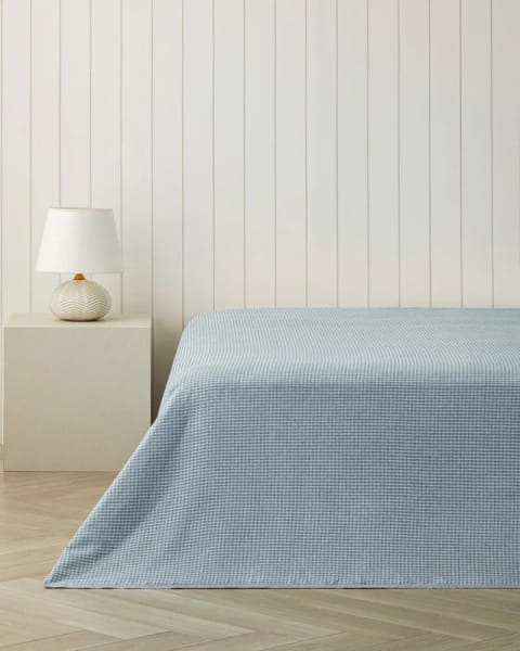 پتوی روکش‌دار دو نفره Modern Grid 180x220 سانتی‌متر آبی