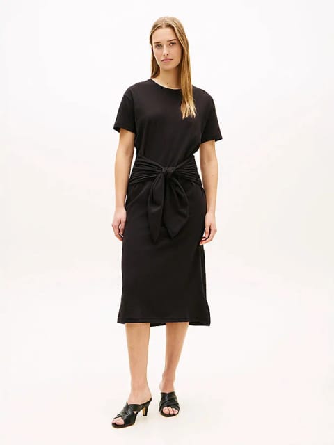 Kadın Slub Knot Midi Elbise