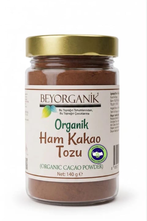 BEYORGANİK ارگانیک پودر کاکائو خام ۱۴۰ گرم (دارای آنالیز سموم و کادمیوم)
