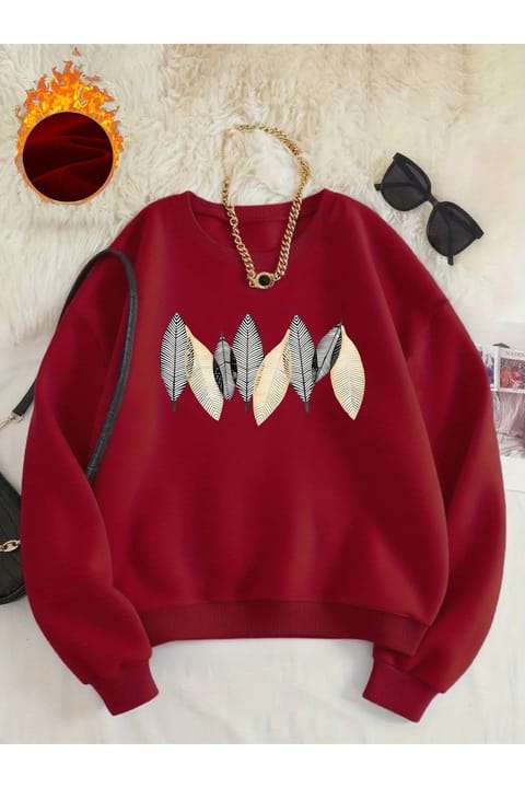 سویشرت یقه گرد چاپ پر Unisex uyguntarz