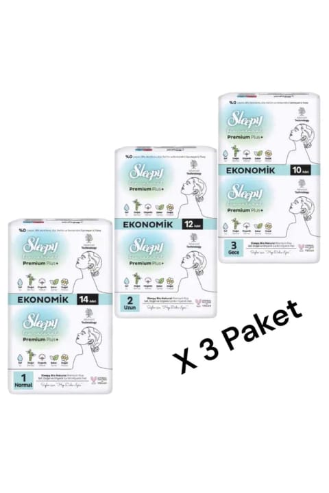 Sleepy BİO NATURAL PREMİUM PLUS+ (1 نرمال + 2 بلند + 3 شب) 36 عدد